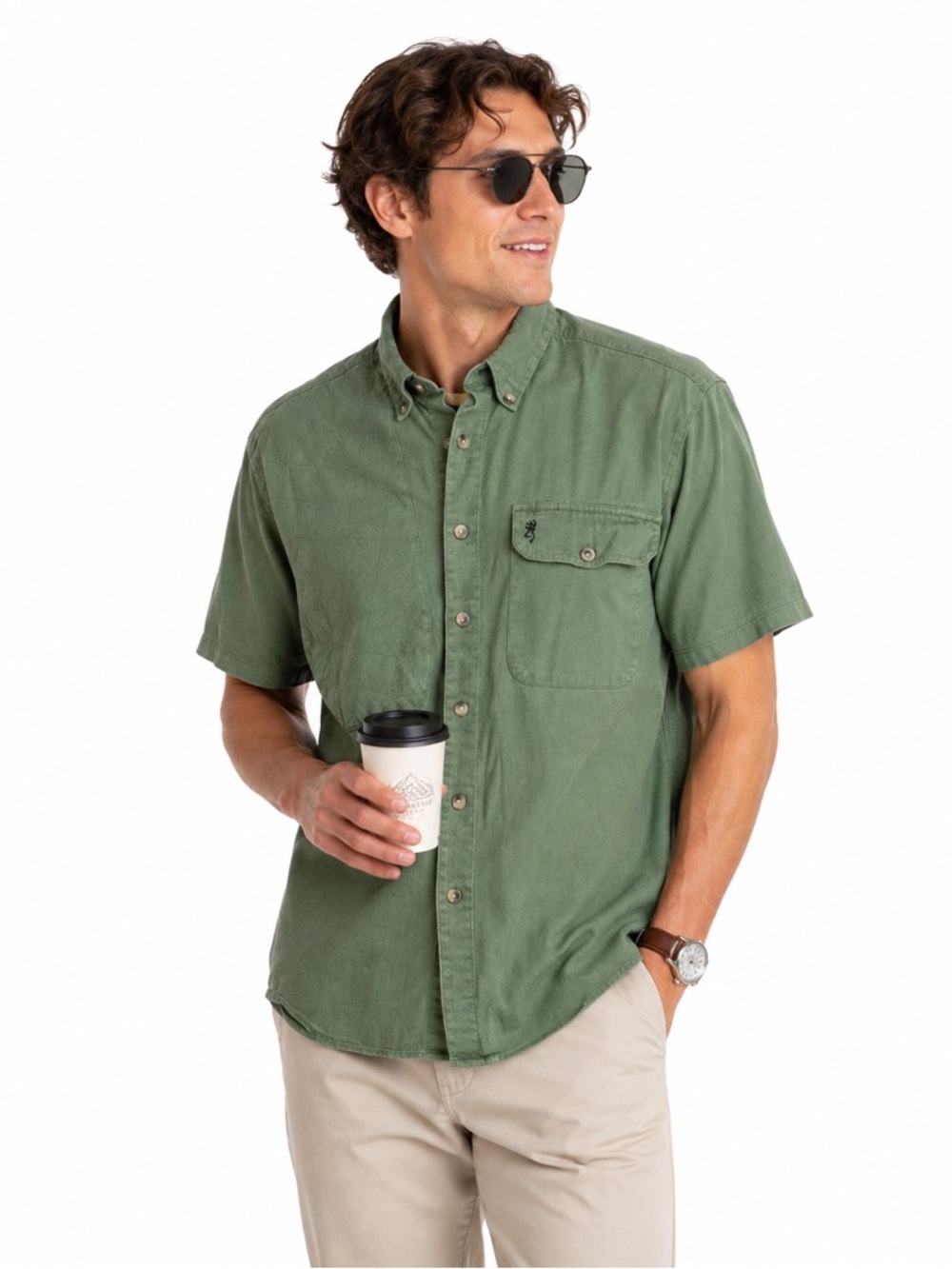 Browning Shooting Shirt M Quilted Short Sleeve Button Utility Outdoorcore Hunt